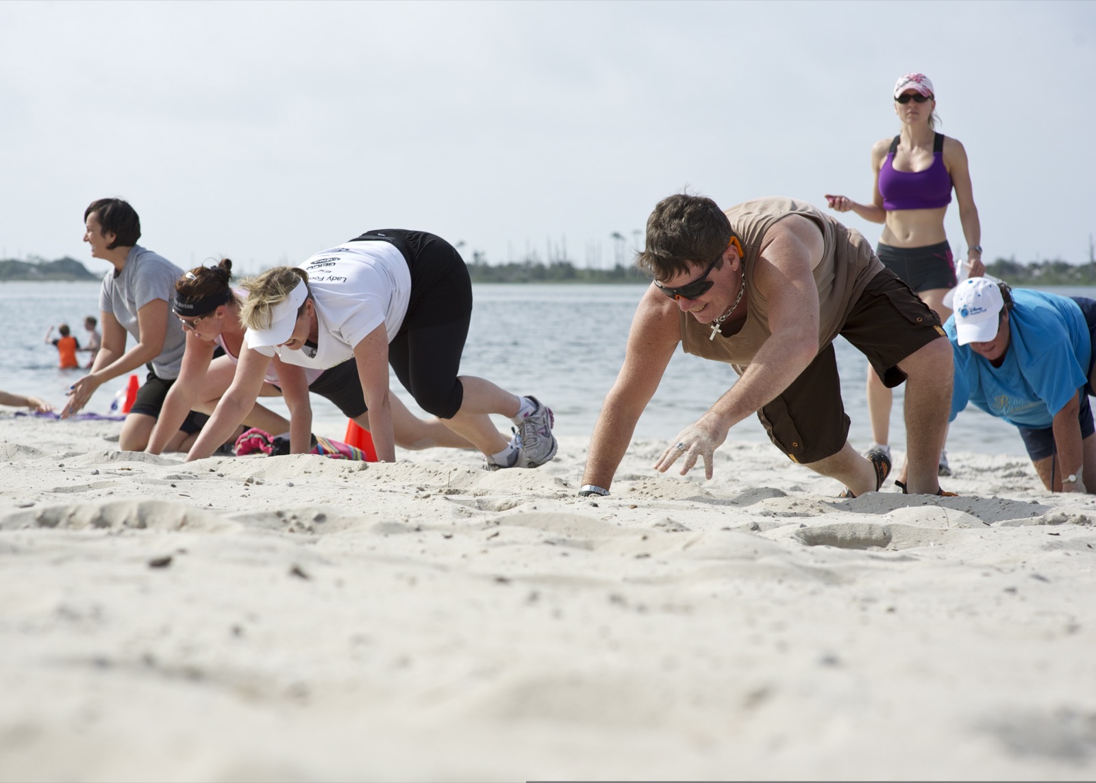 Beach boot camp session suited to active retreat groups