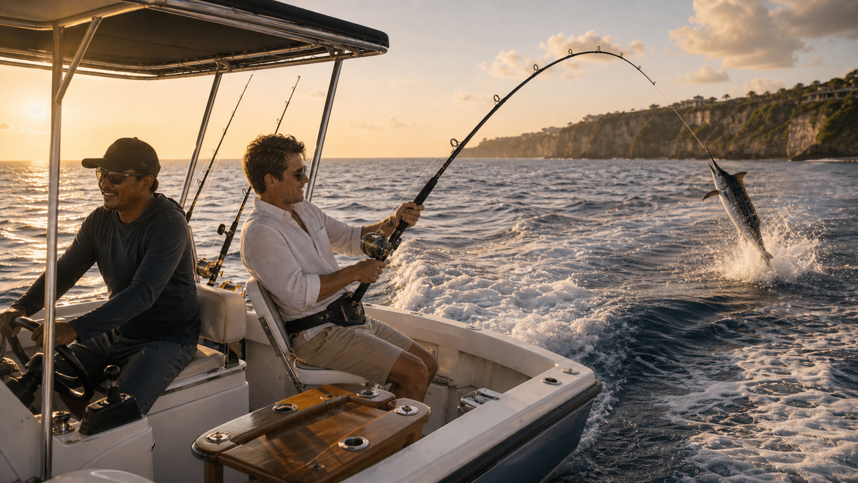 Private Bali fishing trip catching big fish from a moving boat