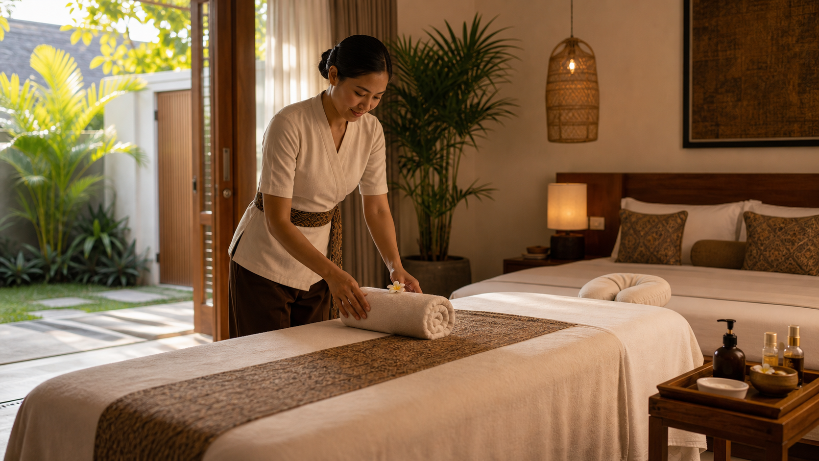 In-villa spa treatment setup at Address Bali Villa
